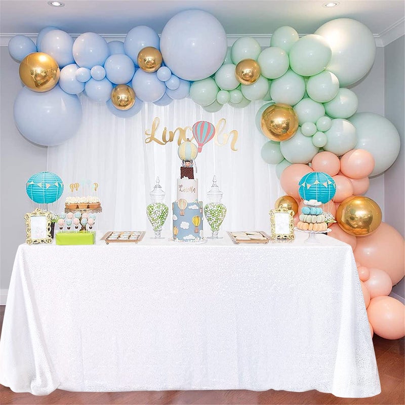 B.Cool B-COOL White Sequins Tablecloth 60x102 Inches Seamless Reversible Sequin Fabric Sequin Fabric for Table Overlays Wedding Thanksgiving Family Gathering - Image 2